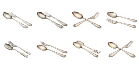 Antique silver spoon and fork pairs elegantly arranged culinary history and fine dining traditions