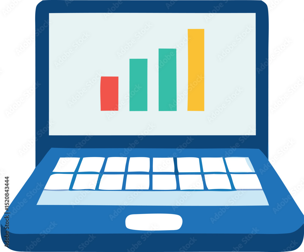 Aufkleber laptop displaying an ascending bar graph showing business growth and progress