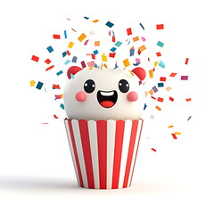 3D party popper with confetti for party, birthday and new year.