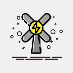 Icon wind energy. Renewable energy elements. Icon in MBE style.