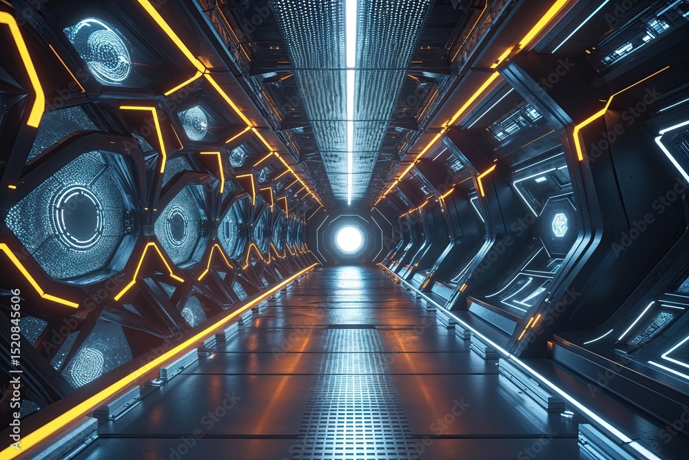 Aufkleber engaging abstract mesh wallpaper with dynamic sci-fi technology pattern