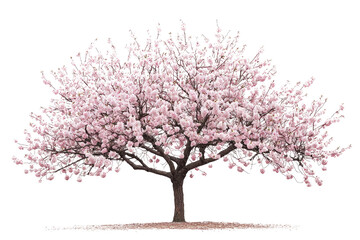Fototapeta premium A full-bloom pink cherry blossom tree, isolated on a transparent background background removed