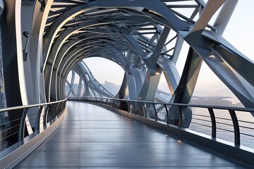 Innovative Curved Truss Bridge Design with Flowing Lines and Modern Aesthetics