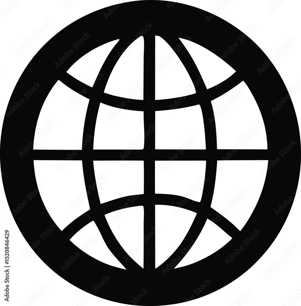Aufkleber bold black globe icon simple graphic design element for website or application