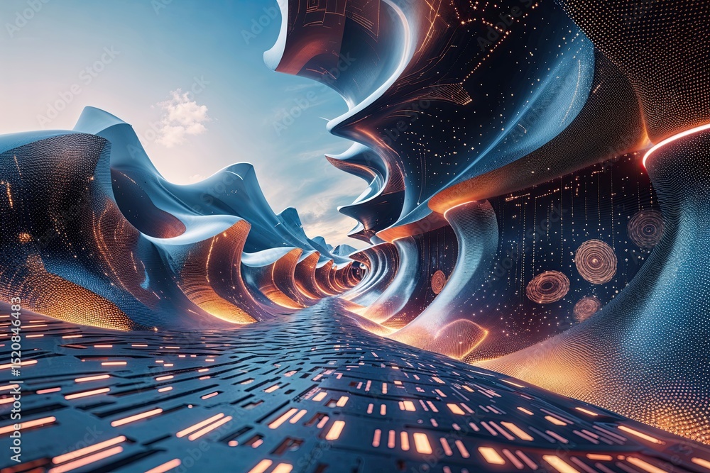 Aufkleber exquisite three-dimensional background with unique digital patterns and modern technology fusion