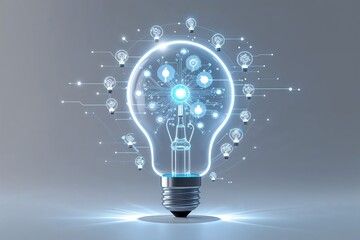 Dynamic Bulb Concept Illuminating Innovation and Bright Ideas on a White Background