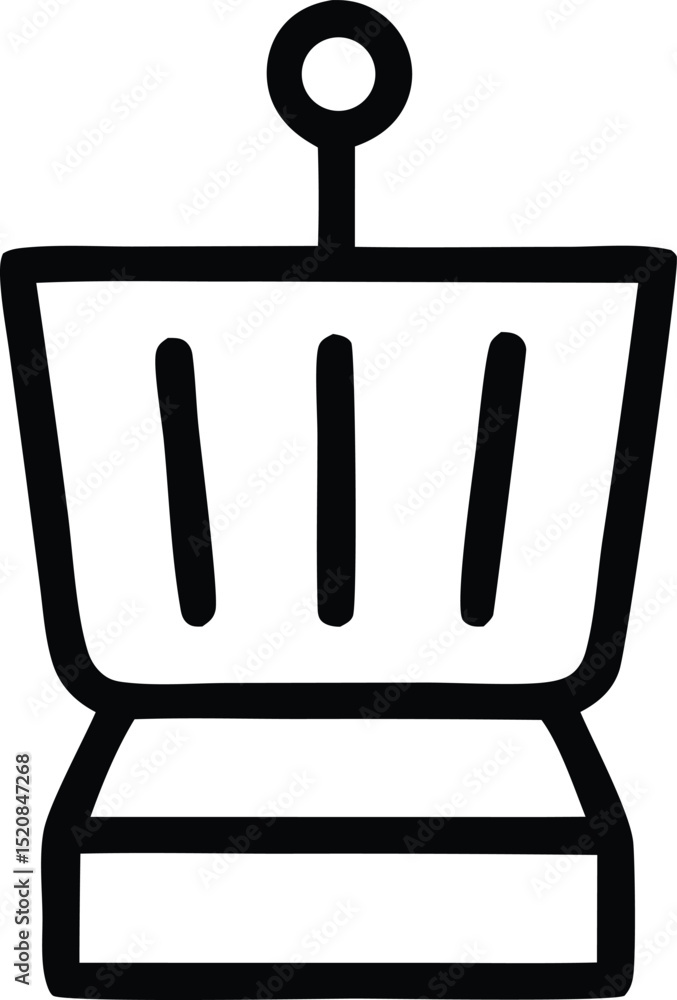 Poster a simple line drawing of a toaster oven with a single handle on top