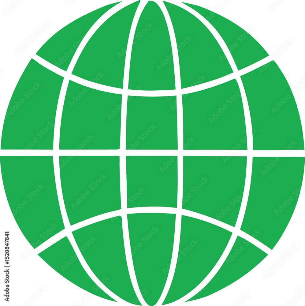 Poster green globe icon simple graphic design element for global concepts