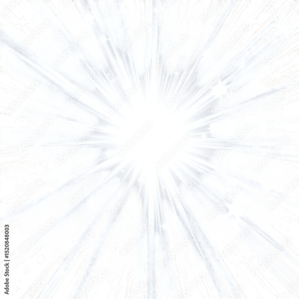Poster abstract monochrome image featuring a bright white center with radiating lines and pixelated edges