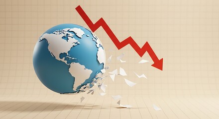 Global Economic Crisis Crumbling World and Falling Market Trends