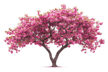 Naklejka premium A beautiful, full-bloom pink cherry blossom tree, isolated on a transparent background background removed