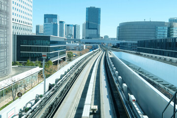View of Japanese city from the train station.