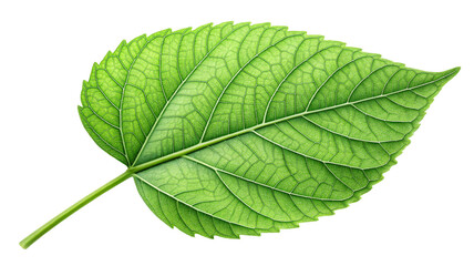 Fototapeta premium Title: Vibrant Green Leaf on Clean White Background Minimal Nature Aesthetic