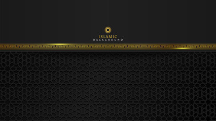 Luxurious black gradient Islamic background with decorative art