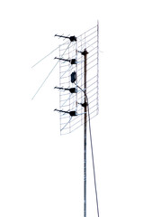 A tall antenna with four antennas on top of it
