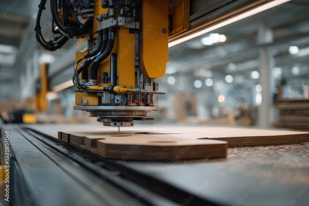 Poster automated cardboard cutting machine in a factory