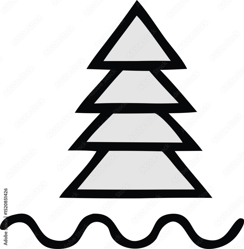 Aufkleber stylized illustration of a triangular structure floating on water