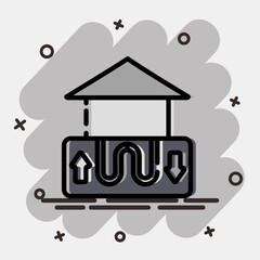 Icon geothermal heat pump. Renewable energy elements. Icon in comic style.