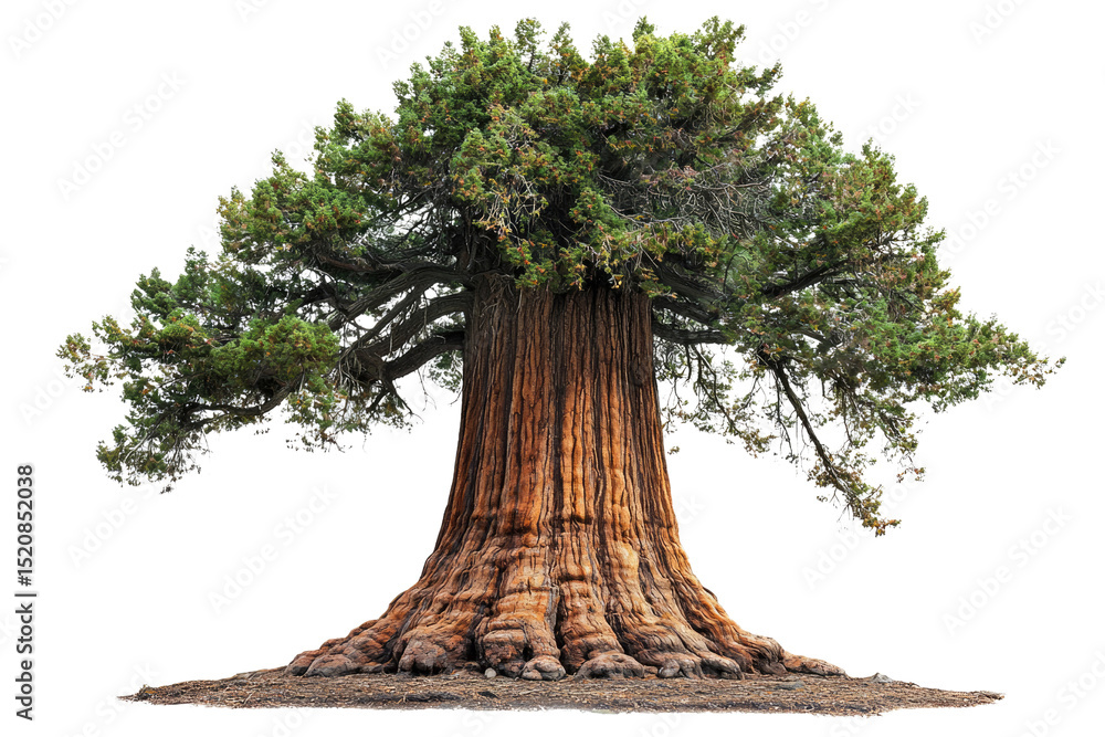 Poster Ancient, majestic tree with a massive trunk and wide-spreading branches, isolated on a transparent background background removed