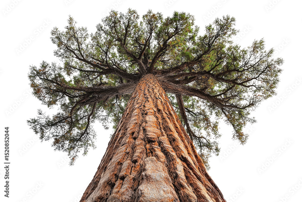 Poster majestic giant tree viewed from below, showcasing its massive trunk and sprawling branches backgroun