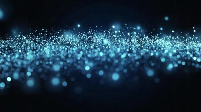 Abstract Blue Particle Background Glowing Light Effects and Sparkling Dust
