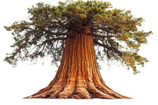Majestic giant sequoia tree, ancient and towering, with massive trunk and sprawling branches background removed