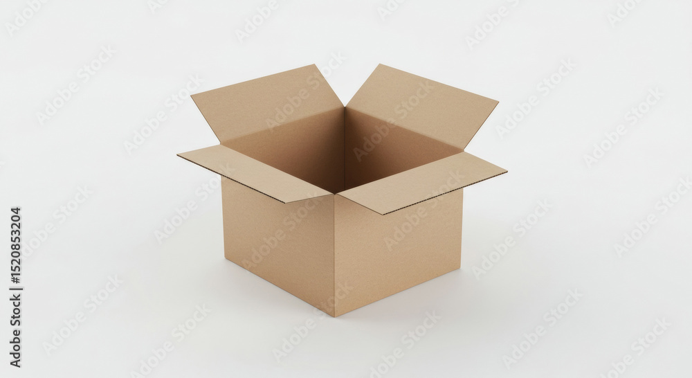 Aufkleber empty cardboard box open on white background. empty box ready for product placement on a plain surfa