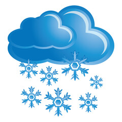 3d weather icons, render style sun, cumulus and snowflakes. Trendy fluffy bubbles clouds, wind symbol, raindrops. Pithy isolated vector set