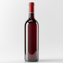 Elegant Red Wine Bottle with Colorful Reflection on White Background