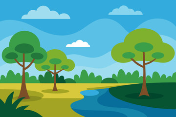 Fototapeta premium summer landscape with trees