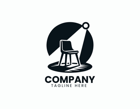Spotlighted Chair Empty Stage Dramatic Ambiance Vector Logo Design