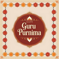 Hindu spiritual guru portrait for guru purnima featuring divine light aura, floral background and blessing hand pose for devotional projects, posters, print templates or teacher worship