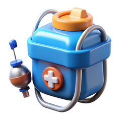 Cartoon first aid kit on white background