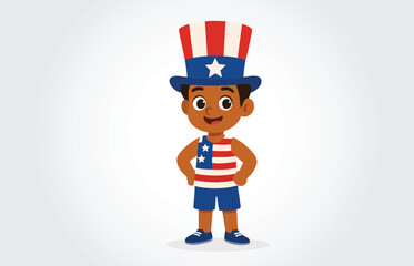 American Boy Cartoon Character Illustration Template
