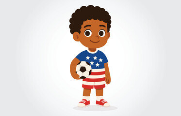 American Kids Boy Cartoon Illustration Template
