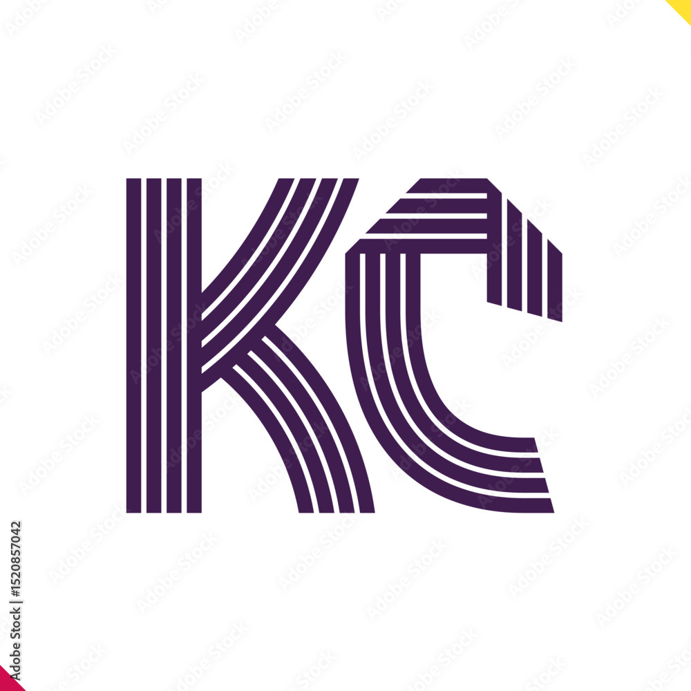 Fototapete parallel line monogram initial logo, combination of letter k and c. best for name abbreviation.