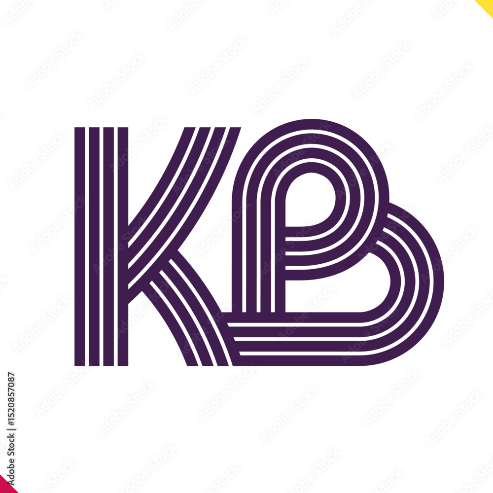 Fototapete parallel line monogram initial logo, combination of letter k and b. best for name abbreviation.