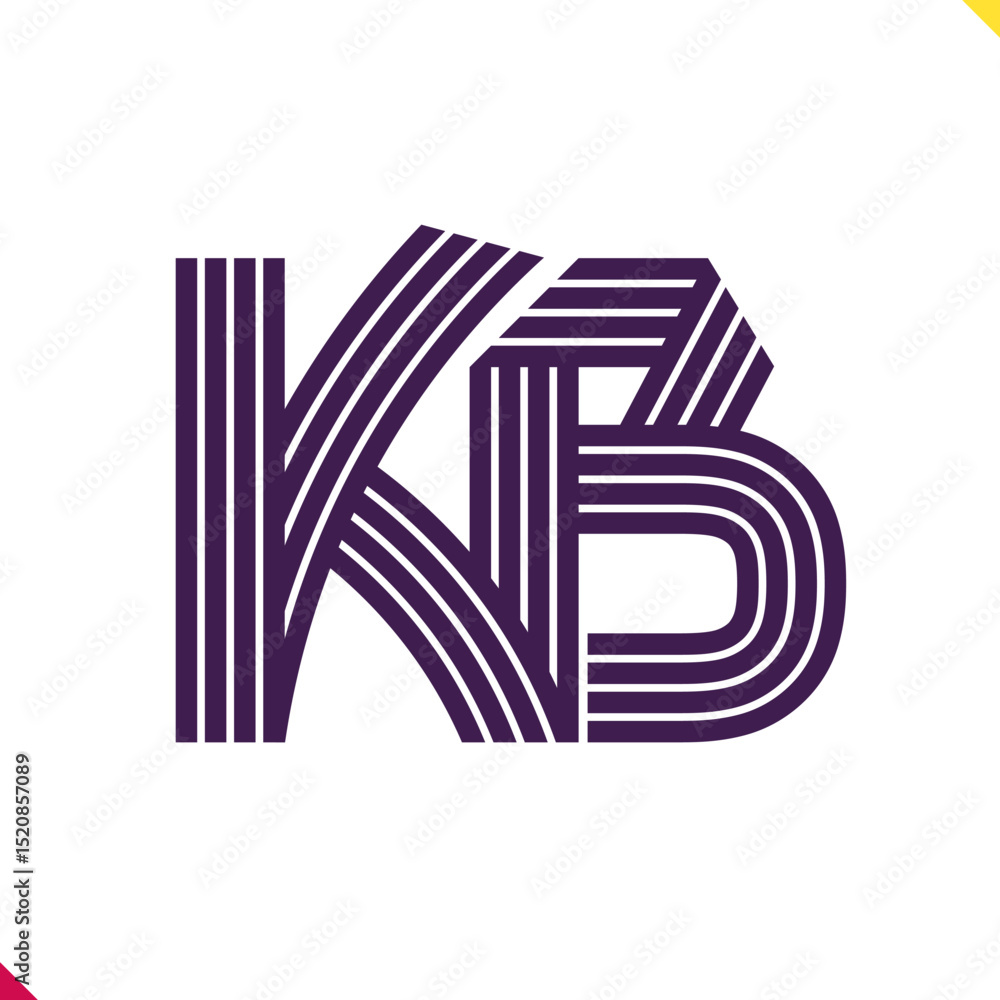 Fototapete parallel line monogram initial logo, combination of letter k and b. best for name abbreviation.