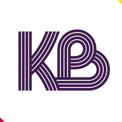 Parallel line monogram initial logo, combination of letter K and B. Best for name abbreviation.