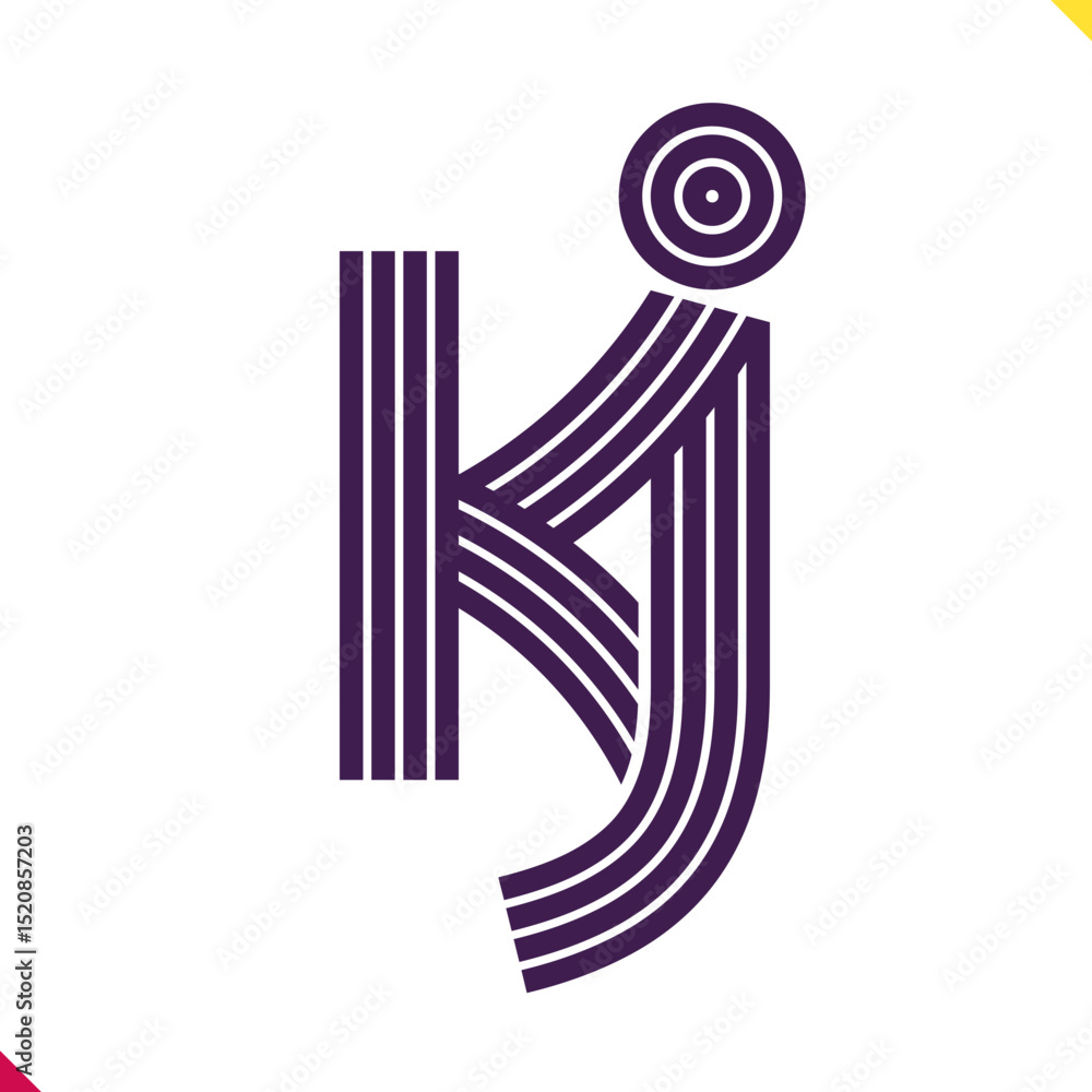 Fototapete parallel line monogram initial logo, combination of letter k and j. best for name abbreviation.