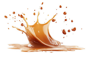 Delicious caramel splash high resolution stock photo, sweet liquid drop, food photography, dessert isolated on transparent background