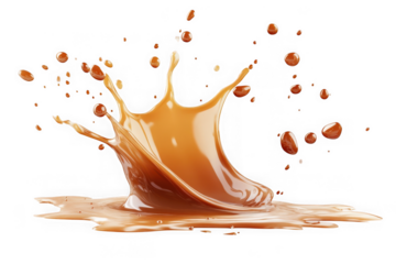Delicious caramel splash high resolution stock photo, sweet liquid drop, food photography, dessert isolated on transparent background