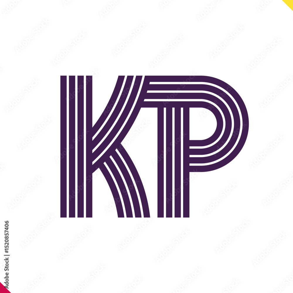 Fototapete parallel line monogram initial logo, combination of letter k and p. best for name abbreviation.