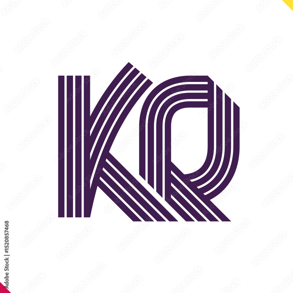 Fototapete parallel line monogram initial logo, combination of letter k and q. best for name abbreviation.