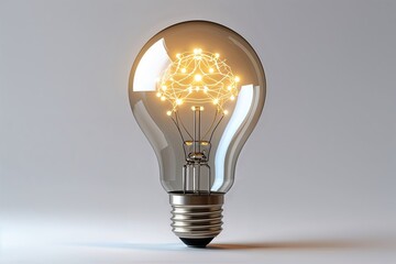 Innovative Bulb Concept Shedding Light on Bright Ideas and Creativity on a White Background