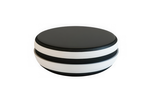 Round black and white striped stool furniture interior design element home decor isolated on transparent background