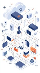 Isometric representation of network communication, data transmission and cloud computing