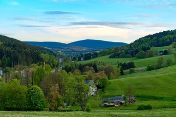 beautiful nature in krusne hory  mountains in czechia