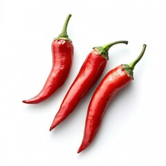 Fresh Red Chili Peppers Isolated on White Background for Cooking Use