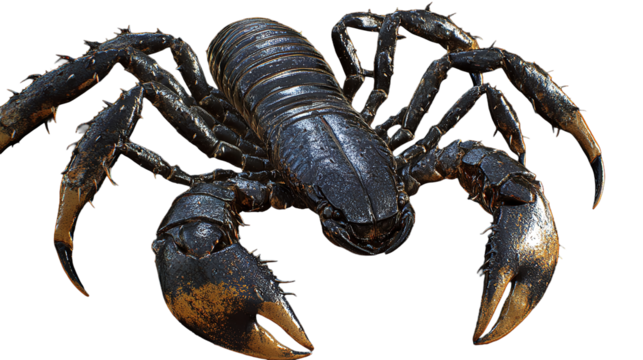Menacing Black Scorpion with Gleaming Armor a Creature of the Shadows on transparent background